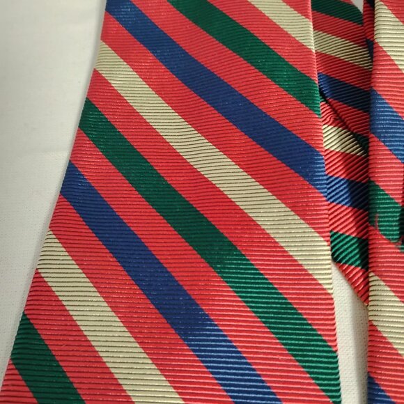 ❤️NWT FACONNABLE MADE IN FRANCE Multi Striped 100% SILK STRIPED NECK TIE - Picture 3 of 9